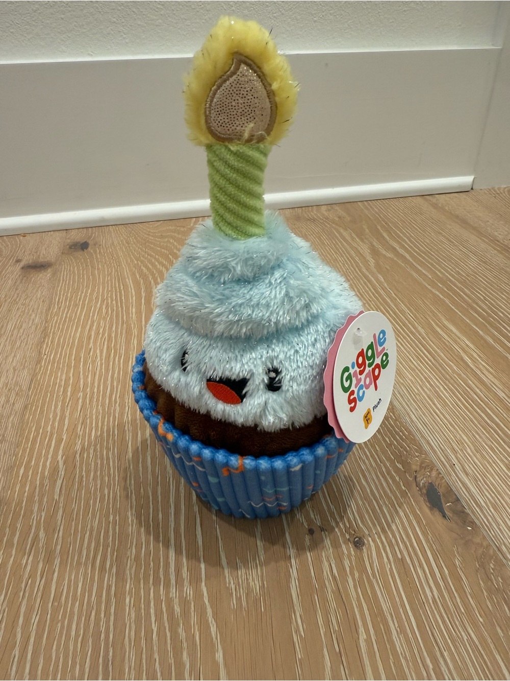 8” Birthday Blue Plush Cupcake Toy with Candle NWT- Gigglescape